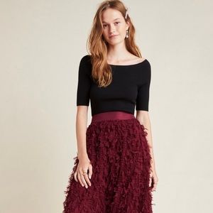 NWT. Rhapsody Textured Maxi Skirt. Maroon.